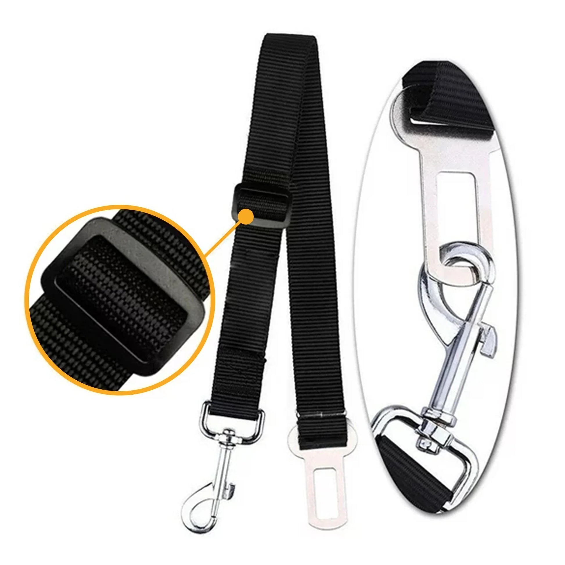 PawSecure: Adjustable Black Seatbelt & Lead Safety Kit