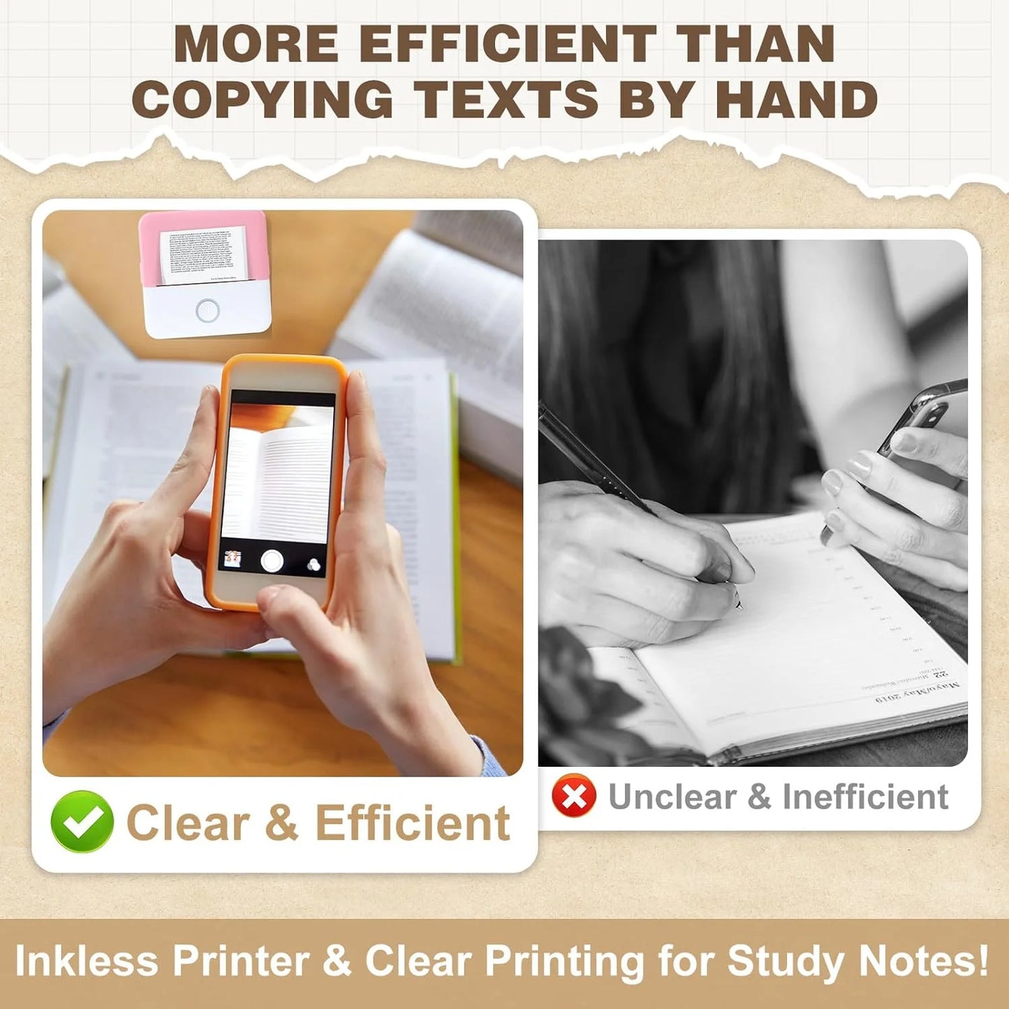 QuickPrint Pro - Thermal Mini Printer, Portable Inkless Bluetooth Sticker Maker with 10 Rolls Paper