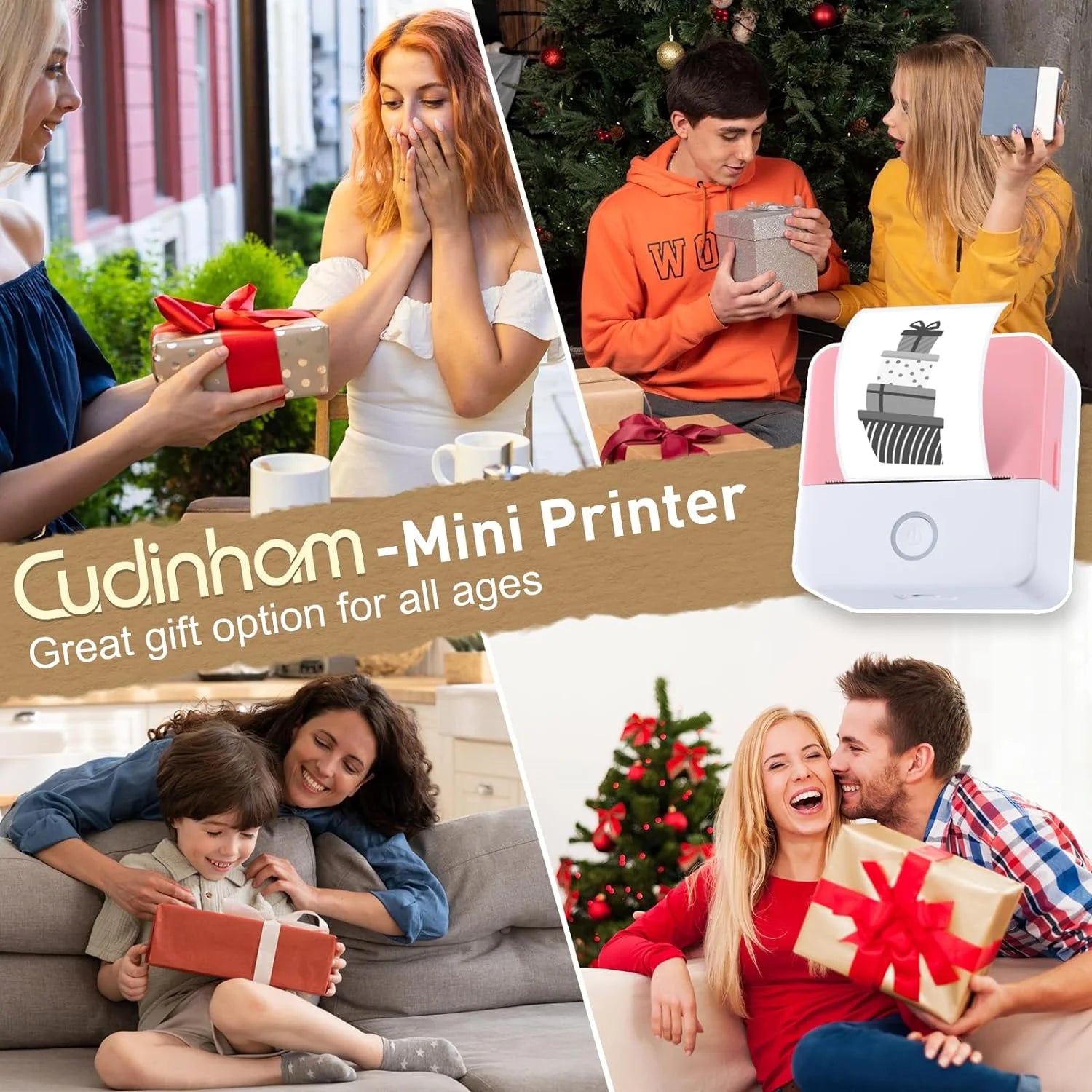 QuickPrint Pro - Thermal Mini Printer, Portable Inkless Bluetooth Sticker Maker with 10 Rolls Paper